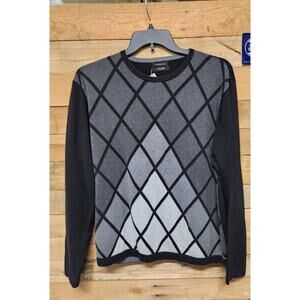 Vintage CEZANI Fine Pima Cottom Mens Sweater Size Large XL Grey and Black